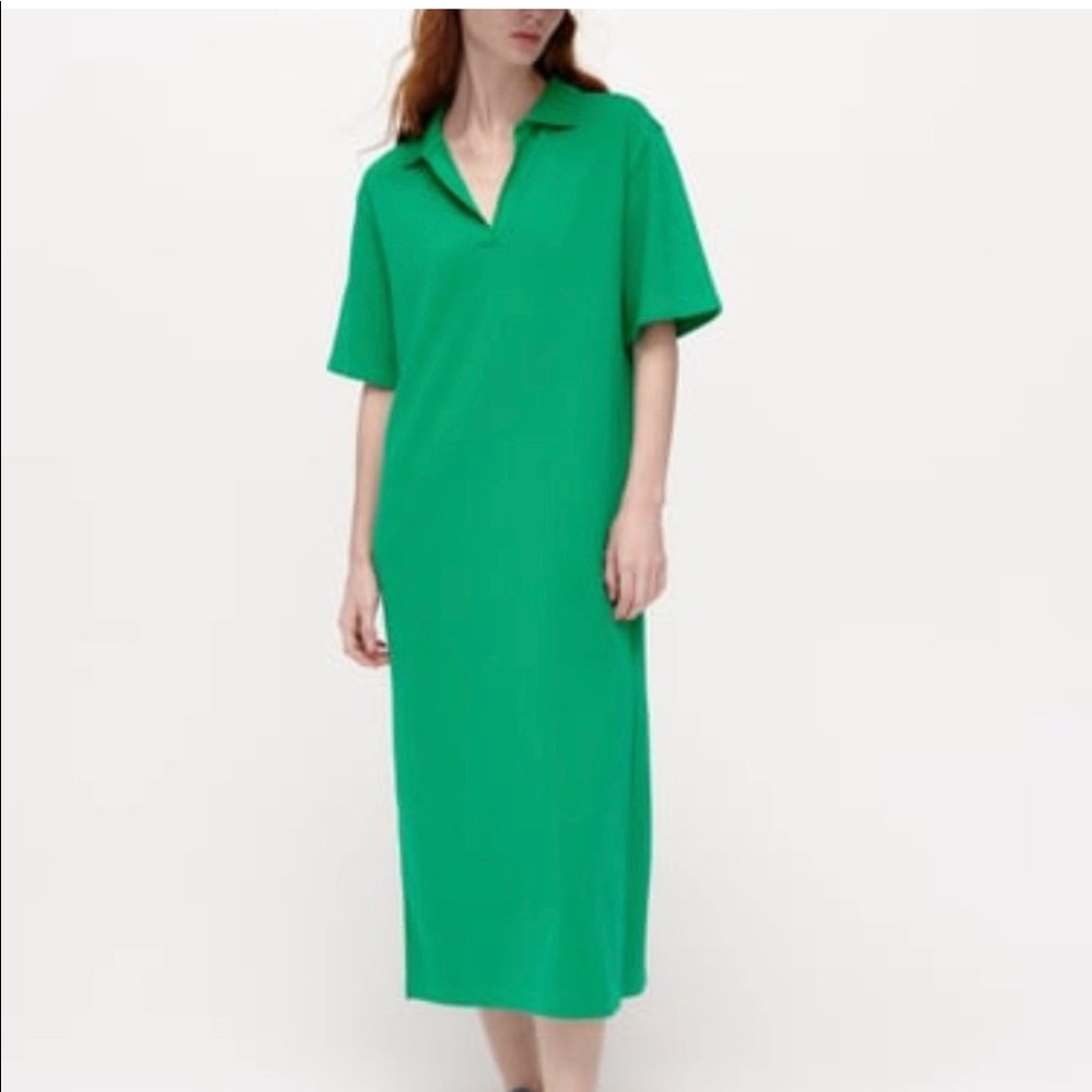 Zara green t-shirt maxi dress, side slits